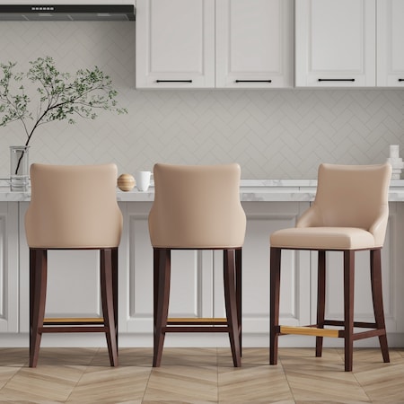 Manhattan Comfort Shubert Barstool in Tan - Set of 3 3-BS019-TN